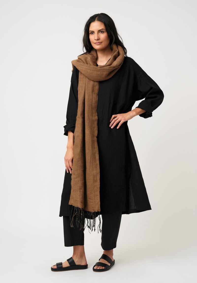 Jan-Jan Van Essche Handwoven Mixed Yarn Scarf in Camel Brown