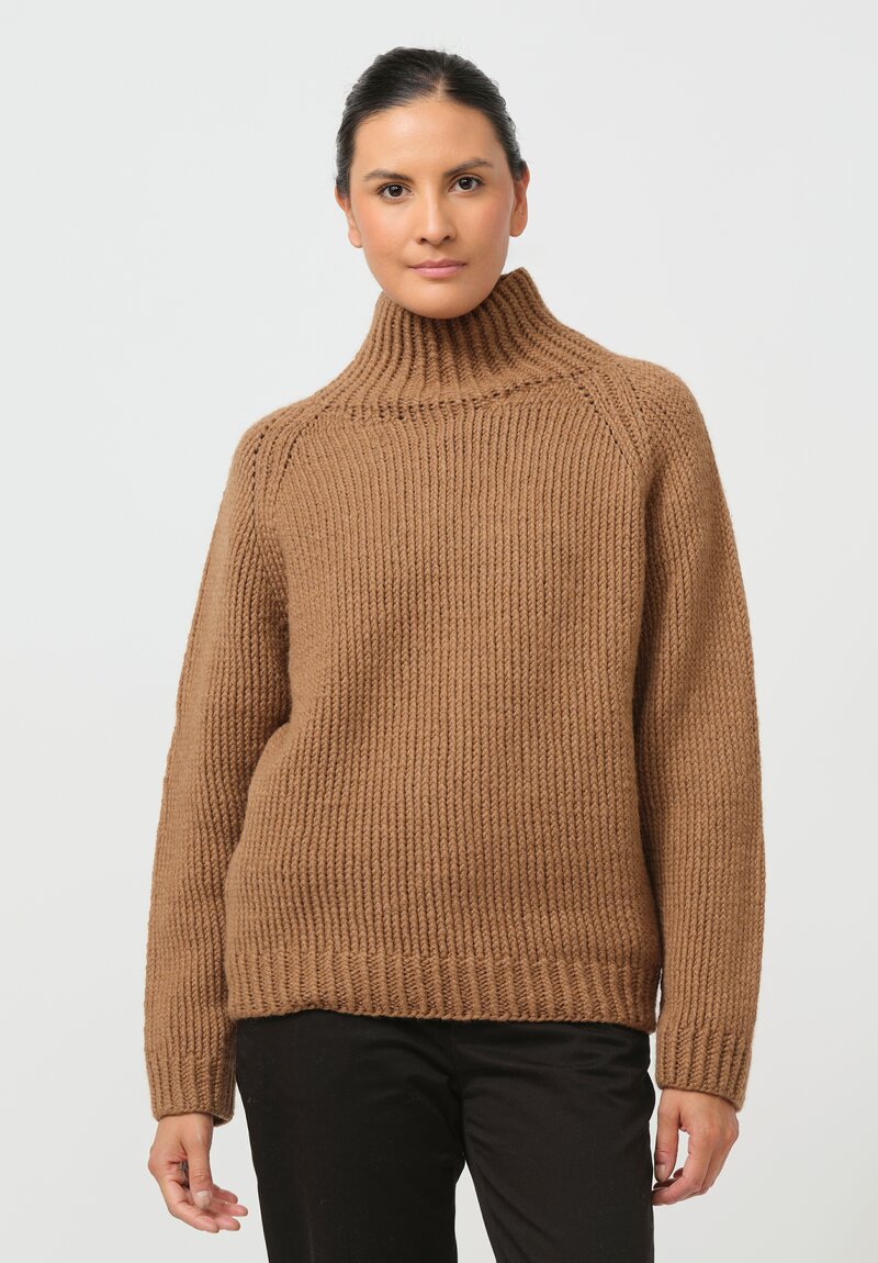 Jan-Jan Van Essche Hand-Knit Camel Wool Turtleneck in Natural	