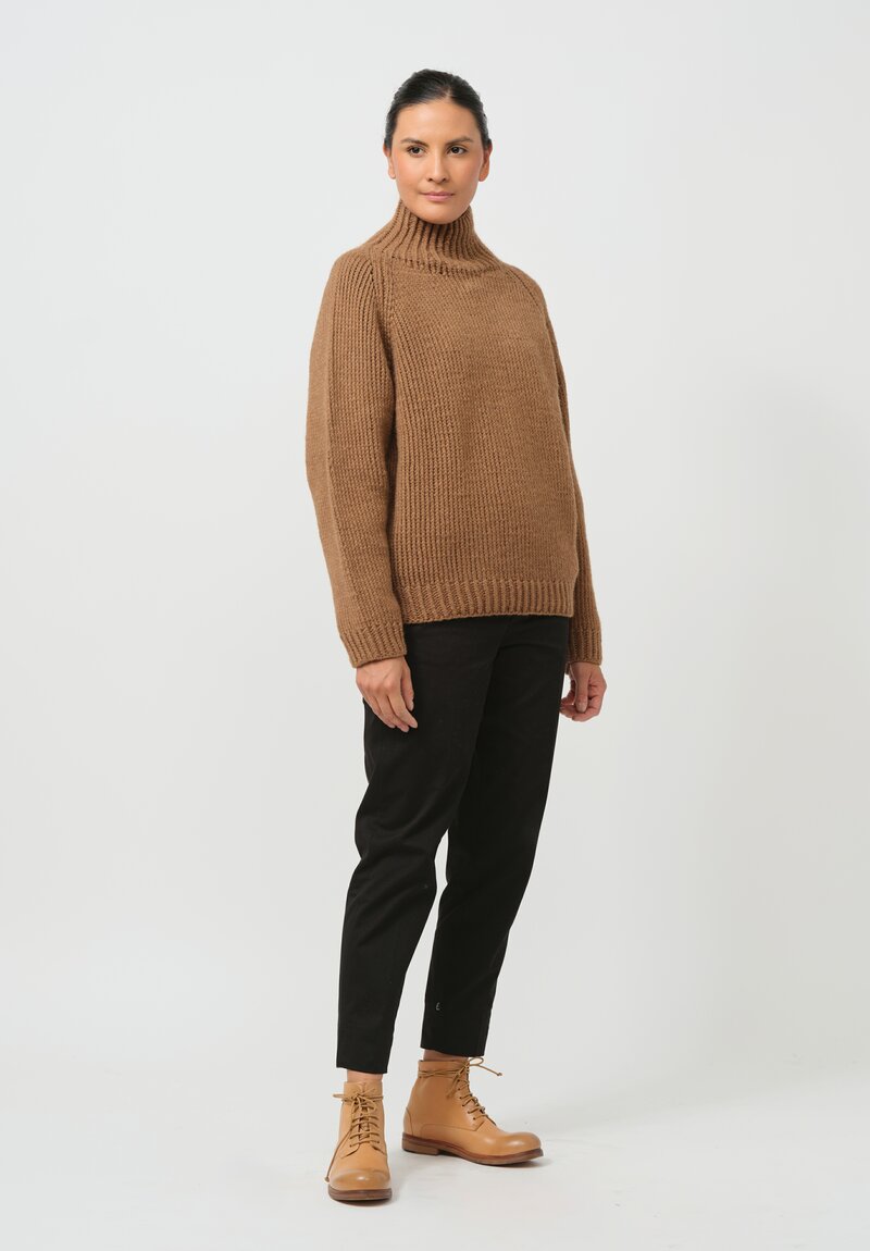 Jan-Jan Van Essche Hand-Knit Camel Wool Turtleneck in Natural	