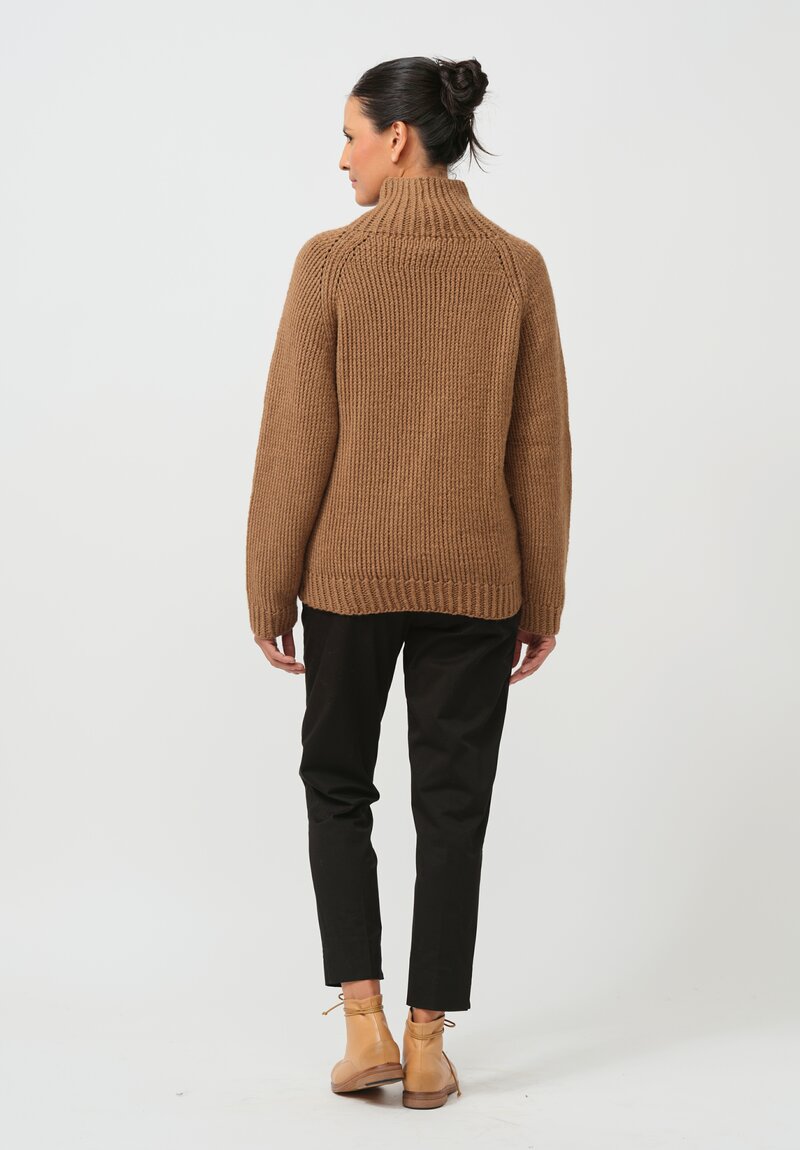 Jan-Jan Van Essche Hand-Knit Camel Wool Turtleneck in Natural	