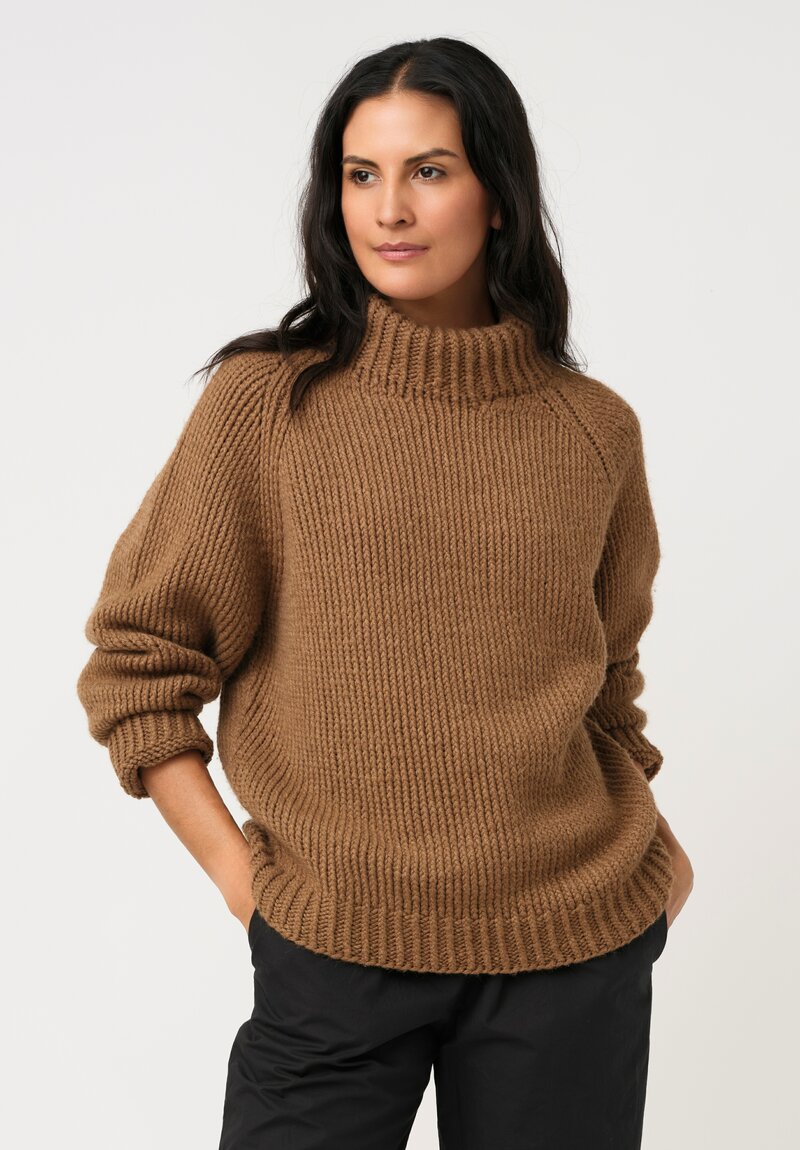 Jan-Jan Van Essche Hand-Knit Camel Wool Turtleneck in Natural