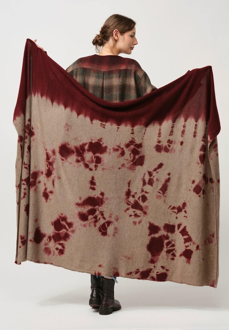 Suzusan Cashmere Shibori Travel Shawl in Bordeaux & Brown Fragment	