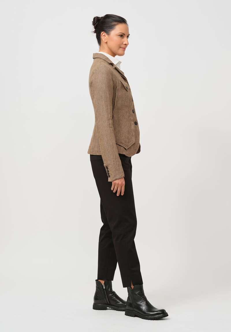 Rundholz Linen Pocket-Front Jacket in Camel Brown Melange	