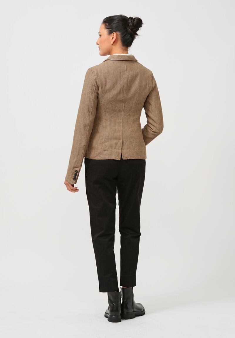 Rundholz Linen Pocket-Front Jacket in Camel Brown Melange	