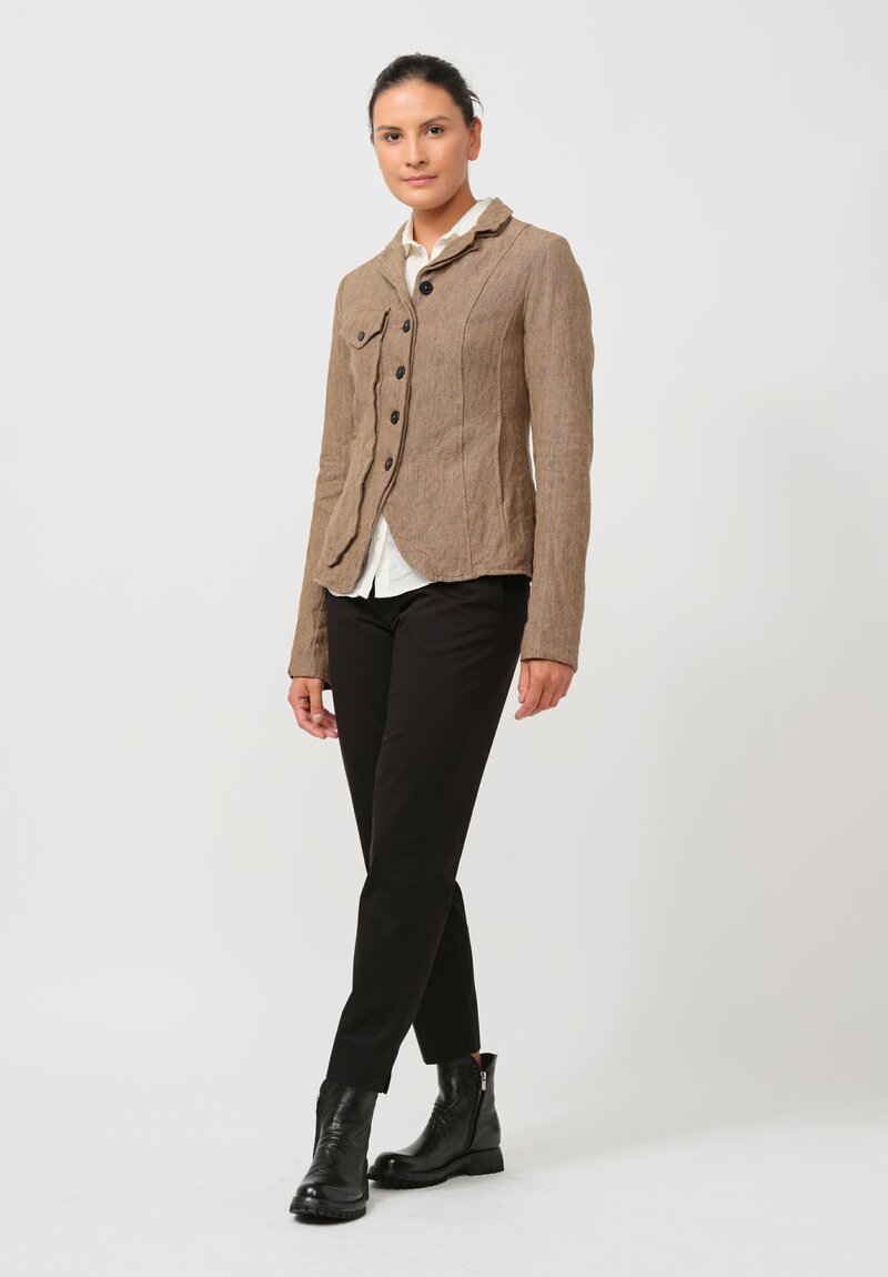 Rundholz Linen Pocket-Front Jacket in Camel Brown Melange	