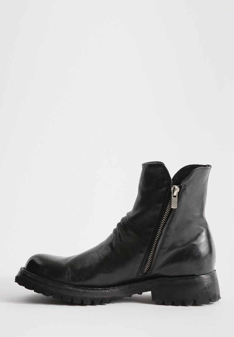 Officine Creative Leather Loraine Ignis T. Zip Boot in Nero Black	