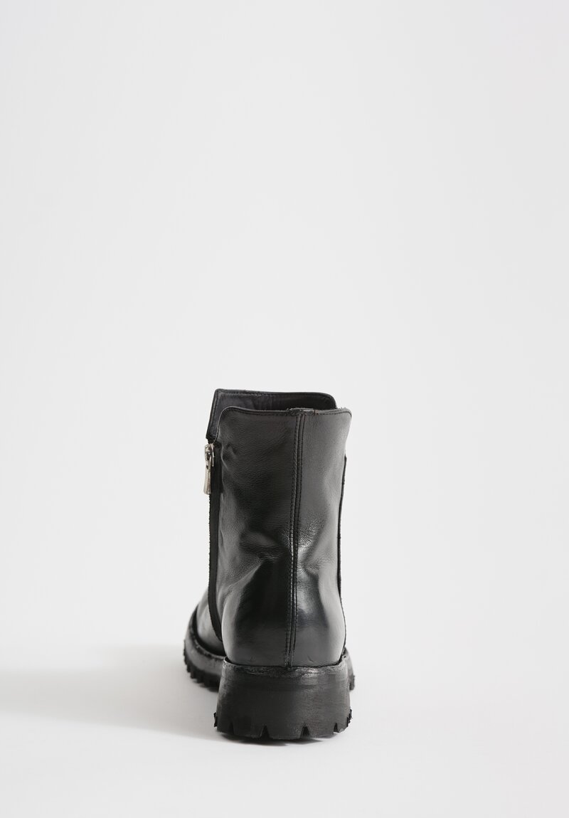 Officine Creative Leather Loraine Ignis T. Zip Boot in Nero Black	