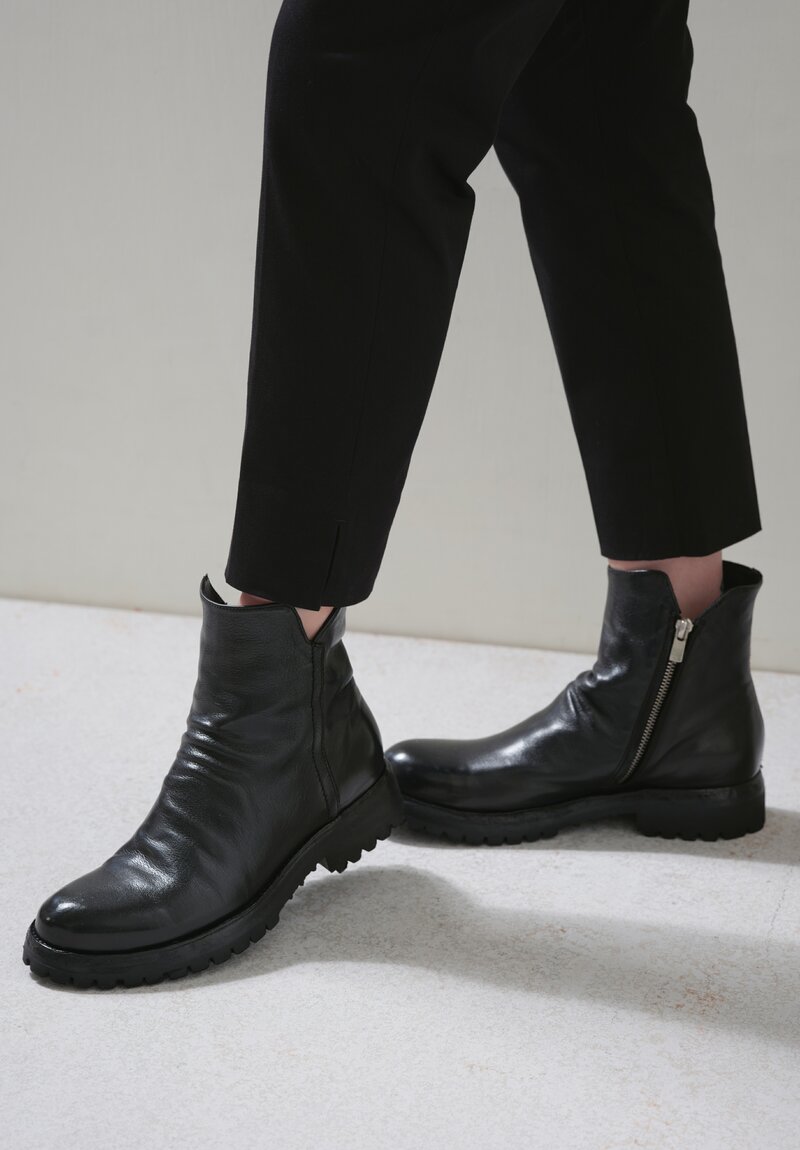 Officine Creative Leather Loraine Ignis T. Zip Boot in Nero Black	