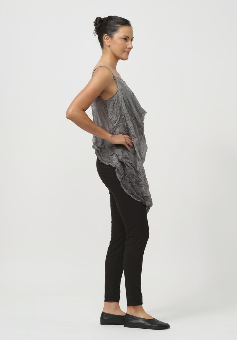 Rundholz Dip Crinkled Silk Camisole in Coal Cloud Grey	