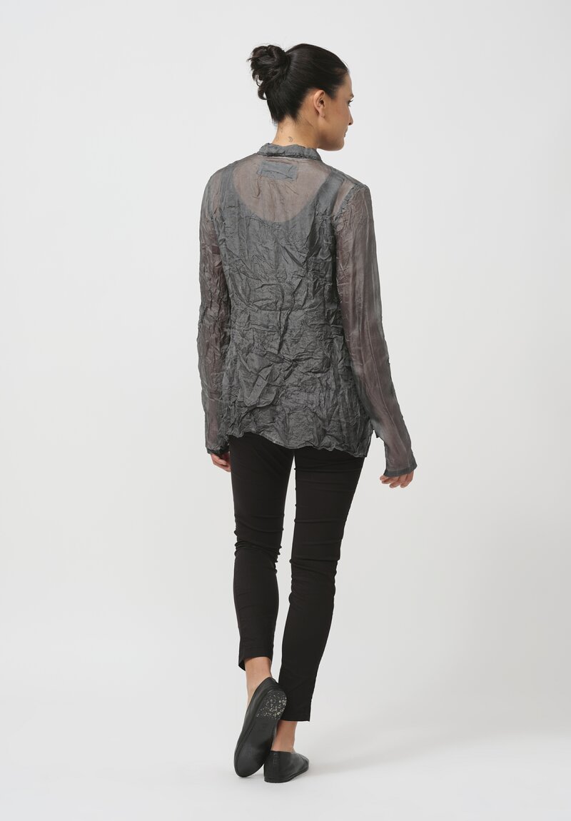 Rundholz Dip Crinkled Silk Blouse in Coal Cloud Grey	