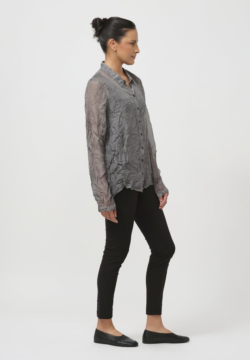 Rundholz Dip Crinkled Silk Blouse in Pencil Cloud Grey	