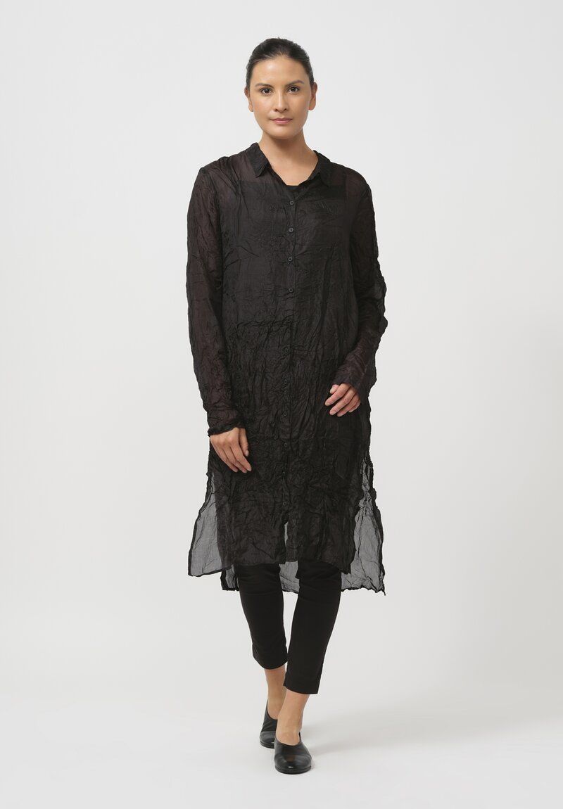 Rundholz Dip Crinkled Silk Tunic in Black	