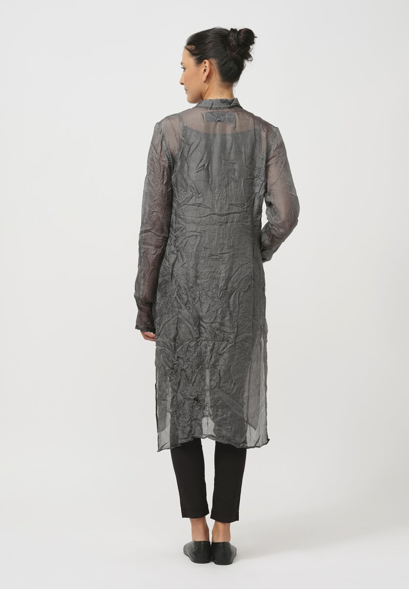 Rundholz Dip Crinkled Silk Tunic in Coal Cloud Grey	