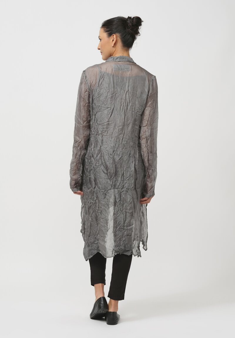 Rundholz Dip Crinkled Silk Tunic in Pencil Cloud Grey	