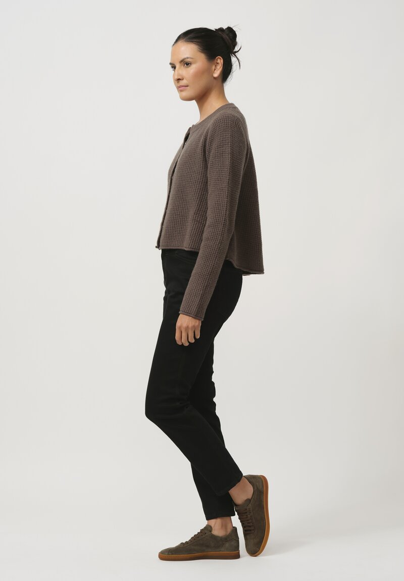 Rundholz Black Label Cropped Waffle-Knit Cardigan in Jungle Green	