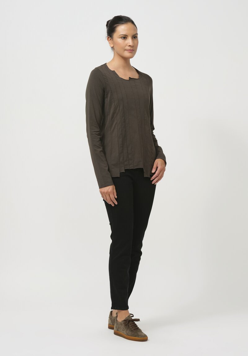 Rundholz Black Label Long-Sleeved Paneled Cotton Tee in Jungle Green	