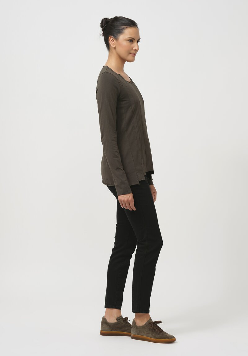 Rundholz Black Label Long-Sleeved Paneled Cotton Tee in Jungle Green	