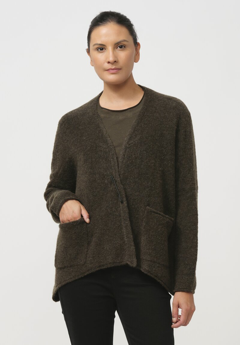 Rundholz Black Label Felted Knit Cardigan in Jungle Green	