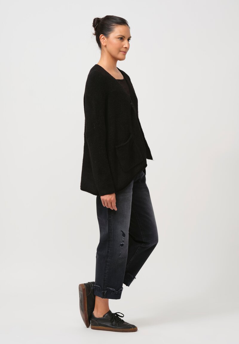 Rundholz Black Label Felted Knit Cardigan in Black	