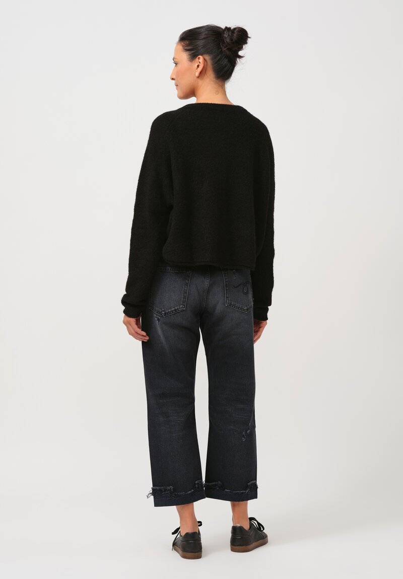 Rundholz Black Label Cropped Felted Knit Cardigan in Black	