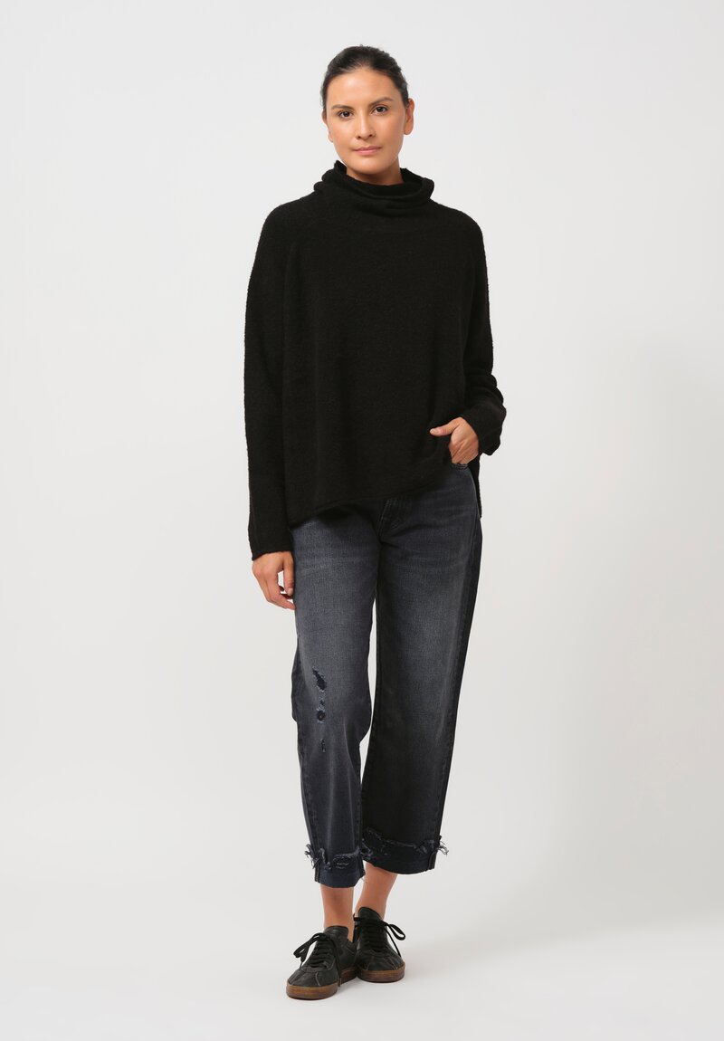 Rundholz Black Label Felted Mock Neck Sweater in Black 