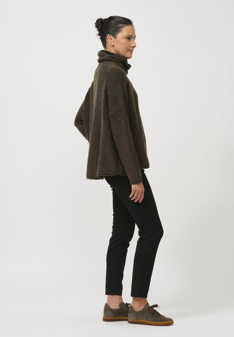 Rundholz Black Label Felted Mock Neck Sweater in Peat Green