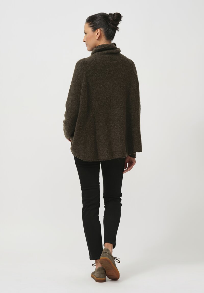 Rundholz Black Label Felted Mock Neck Sweater in Peat Green