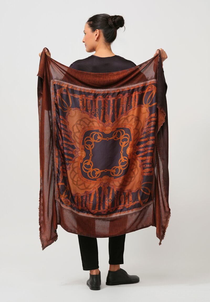 Avant Toi One-of-a-Kind Cashmere & Silk Foulard Scarf in Mango Brown Cinture	