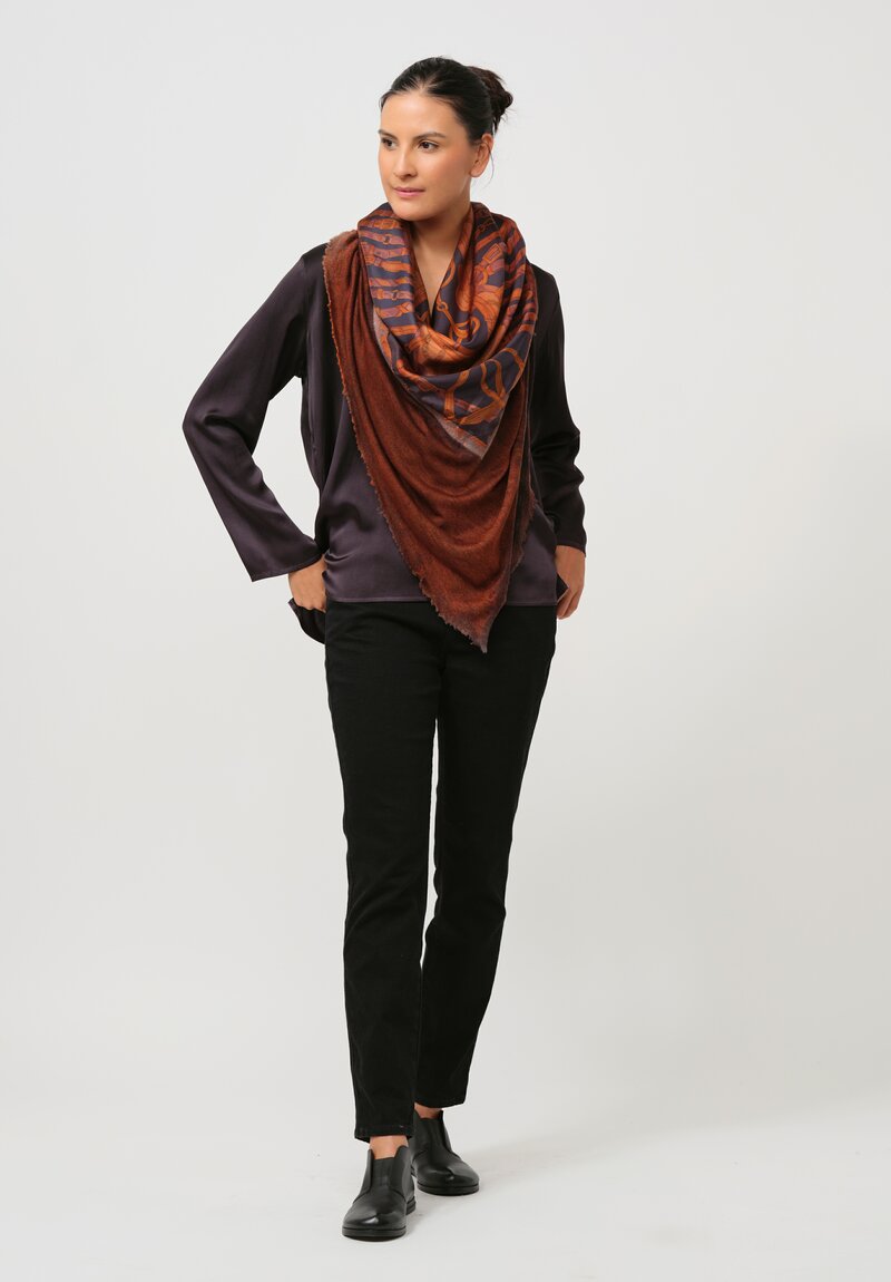 Avant Toi One-of-a-Kind Cashmere & Silk Foulard Scarf in Mango Brown Cinture	