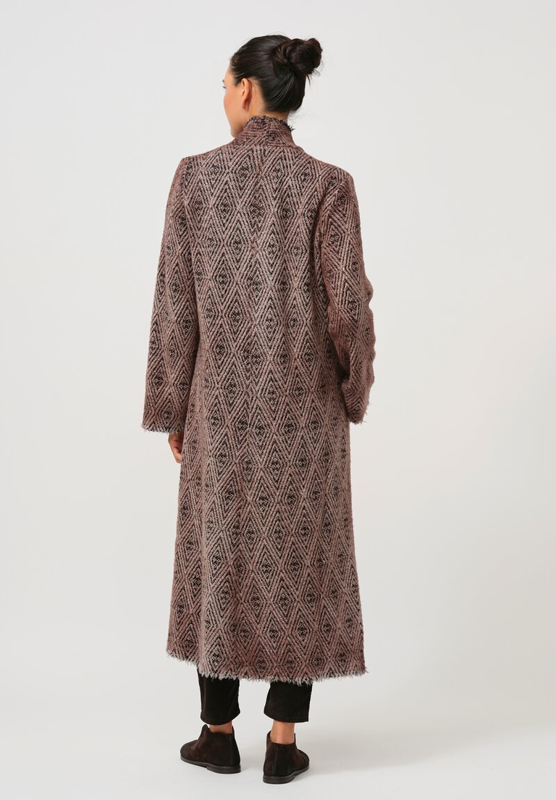 Avant Toi Hand-Painted Diamante Jacquard Duster in Nero Avena Brown	