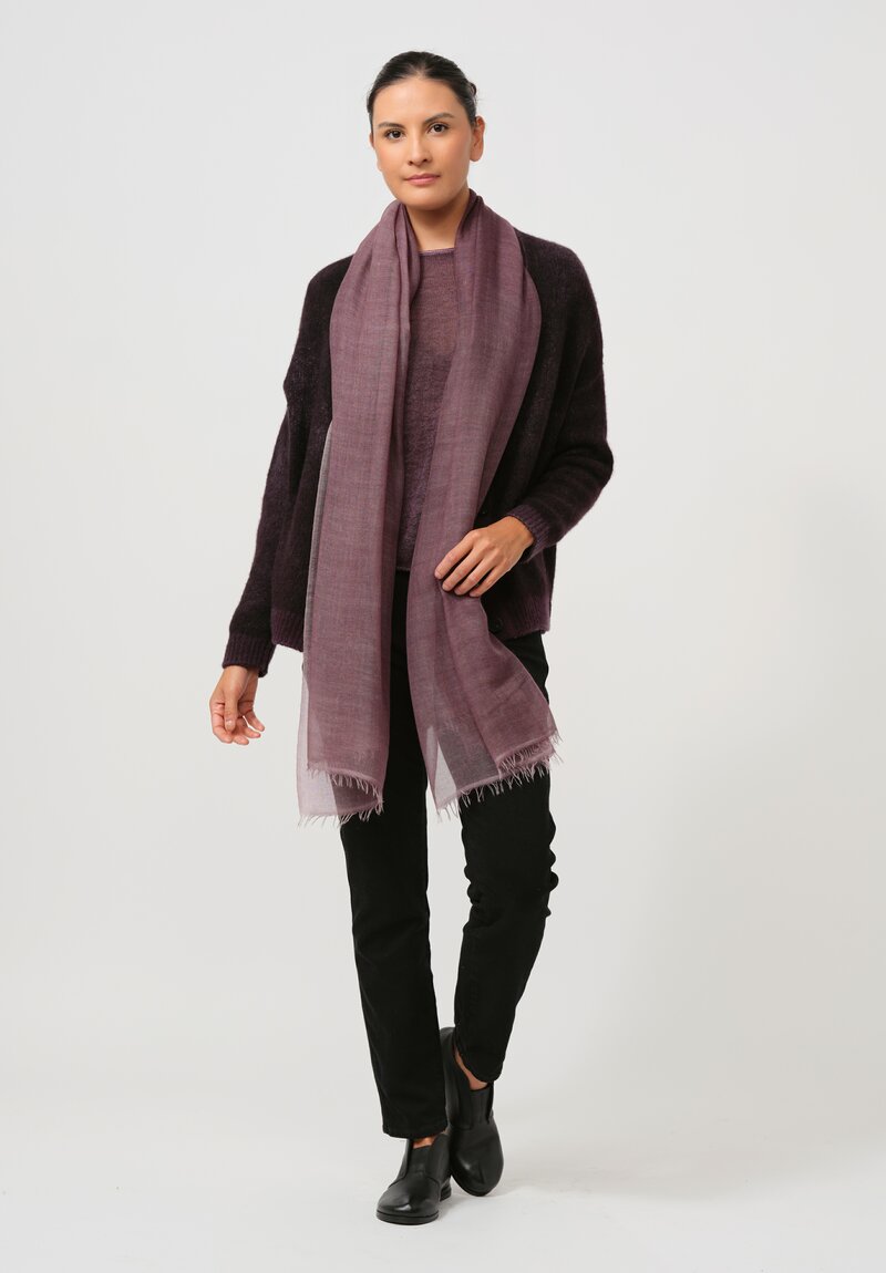 Avant Toi Cashmere & Silk Rasato Cardigan in Nero Mosto Purple	