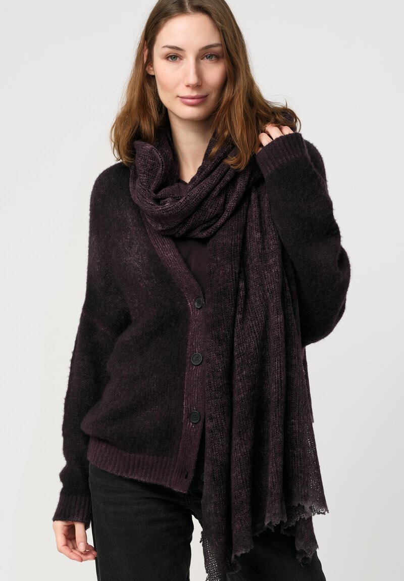 Avant Toi Cashmere & Silk Rasato Cardigan in Nero Mosto Purple