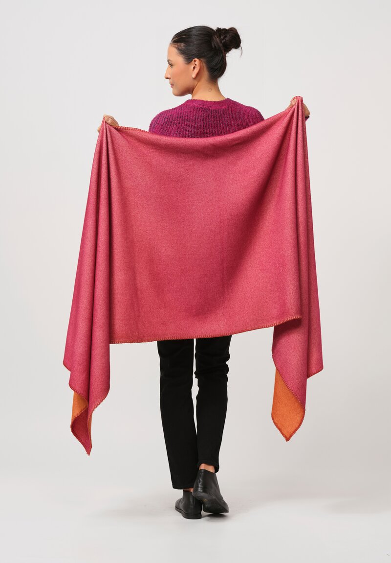 Avant Toi Blanket Stitch Cashmere Scarf in Ambra & Sichuan Red	