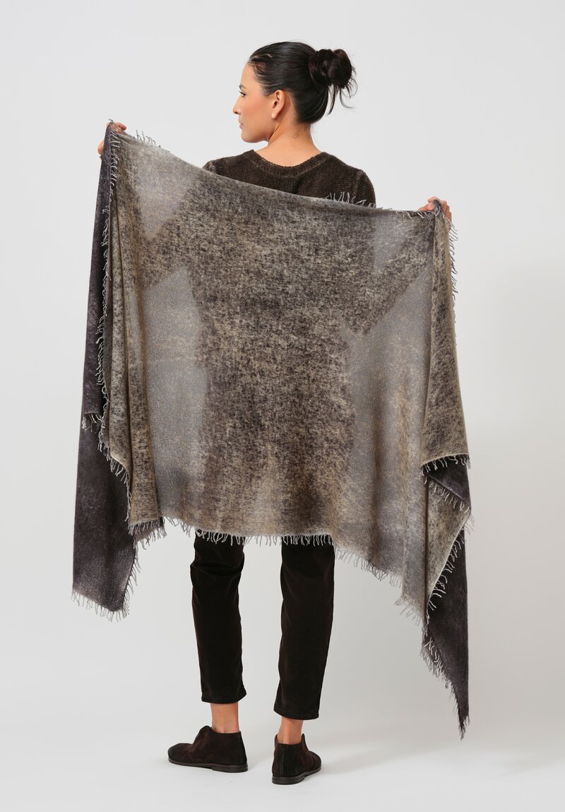 Avant Toi Hand-Painted Cashmere Stola Scarf in Nero Burro Grey	