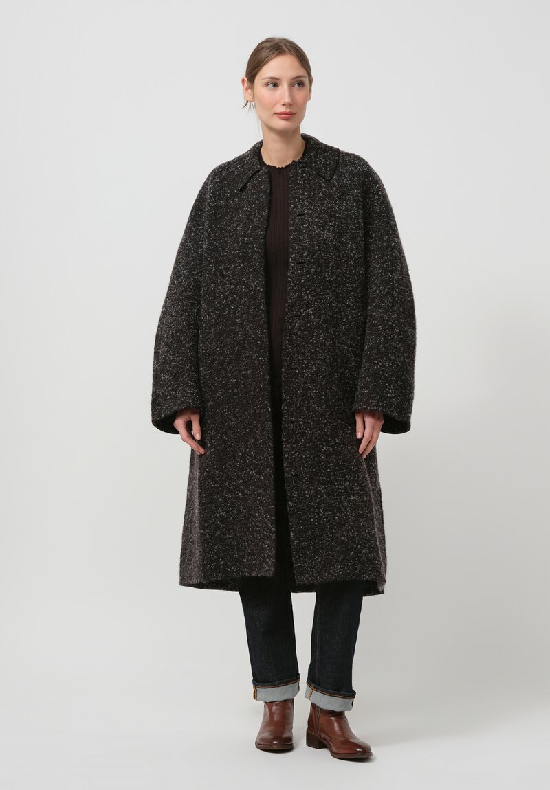 Boboutic Cashmere & Wool Duster Coat in Black Mix	