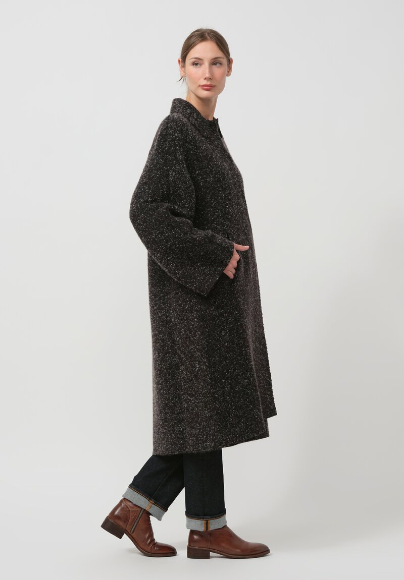 Boboutic Cashmere & Wool Duster Coat in Black Mix	