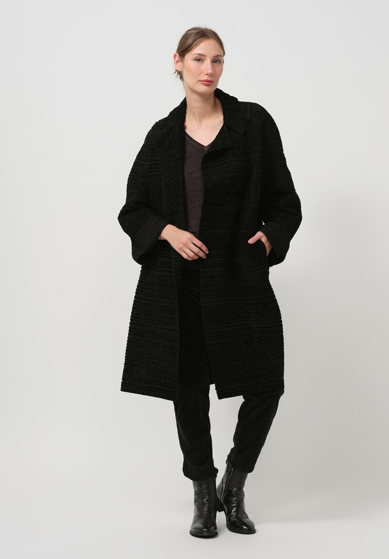 Boboutic Wool & Linen Over Coat in Black	