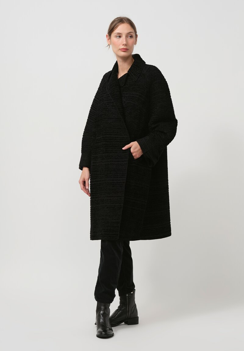 Boboutic Wool & Linen Over Coat in Black	