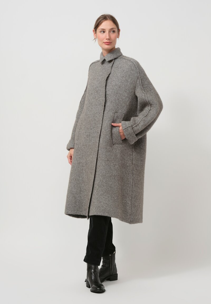 Boboutic Wool & Yak Double Breasted Coat in Grey Taupe	