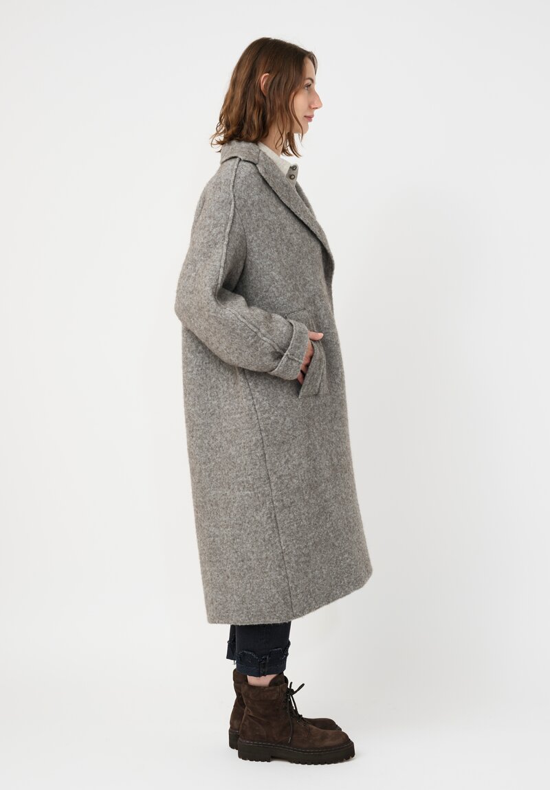 Boboutic Wool & Yak Double Breasted Coat in Grey Taupe
