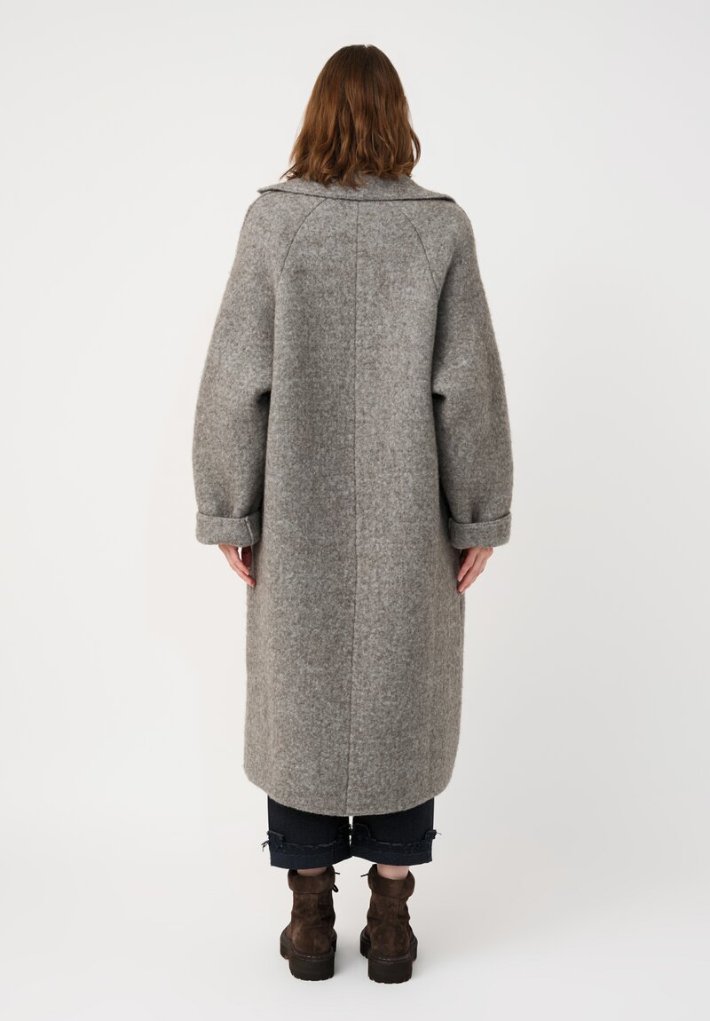 Boboutic Wool & Yak Double Breasted Coat in Grey Taupe