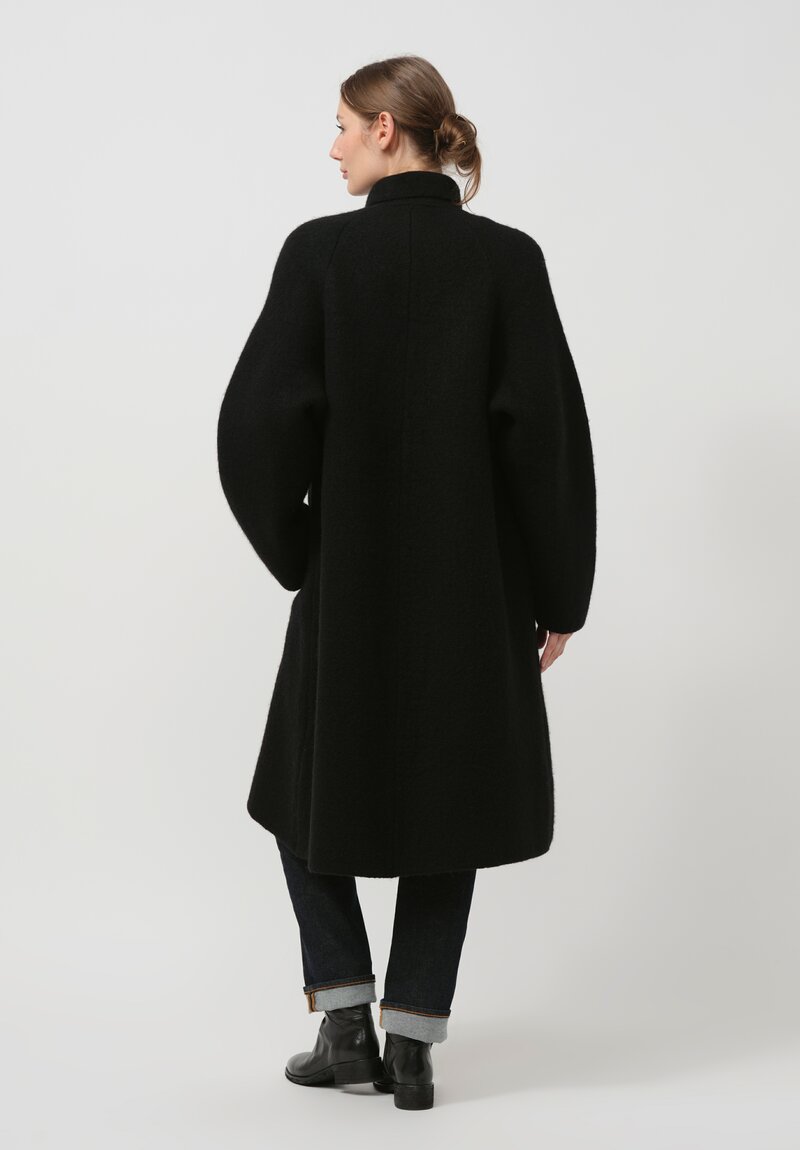 Boboutic Wool & Yack Double Breasted Coat in Black