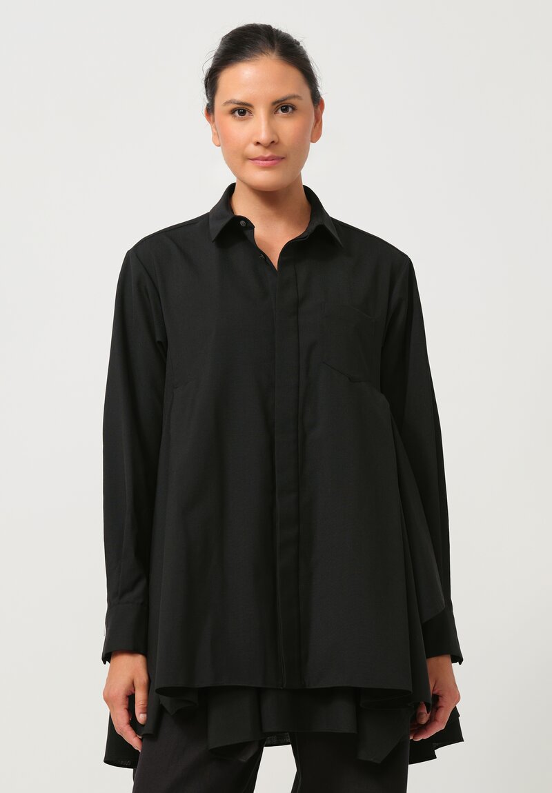 Sacai Long Swing Shirt in Black	