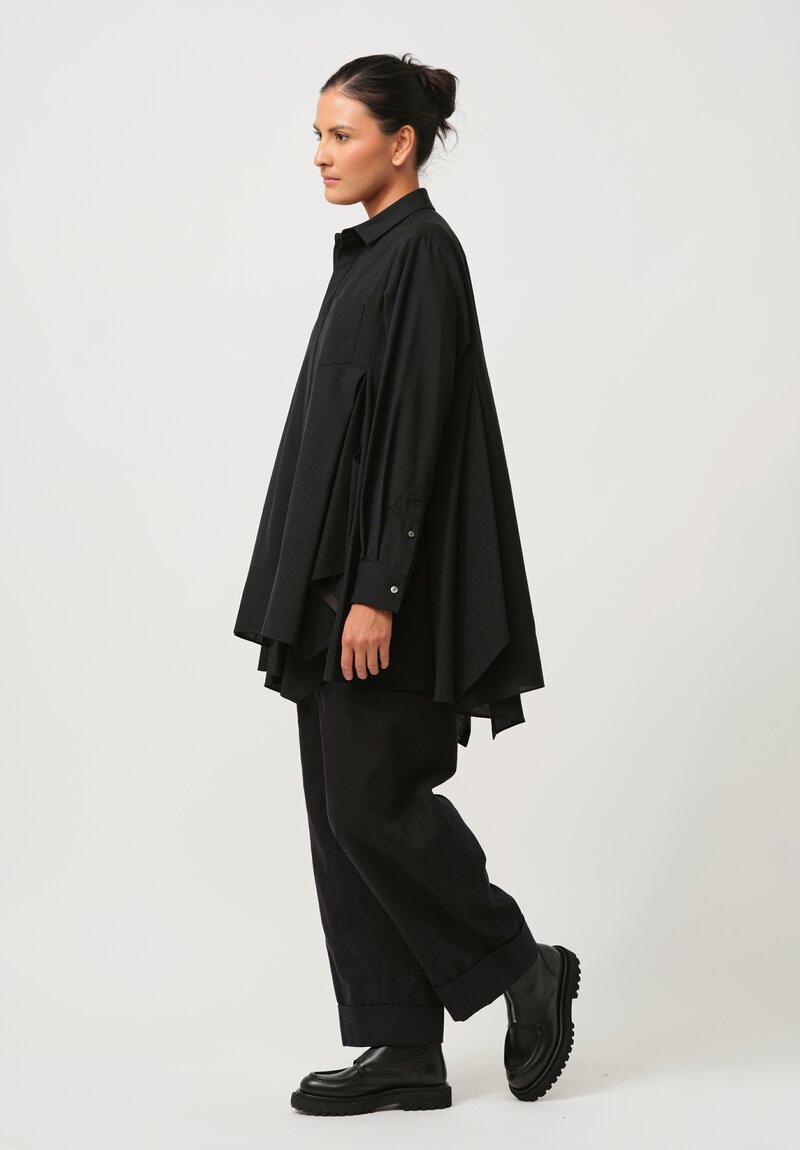 Sacai Long Swing Shirt in Black	