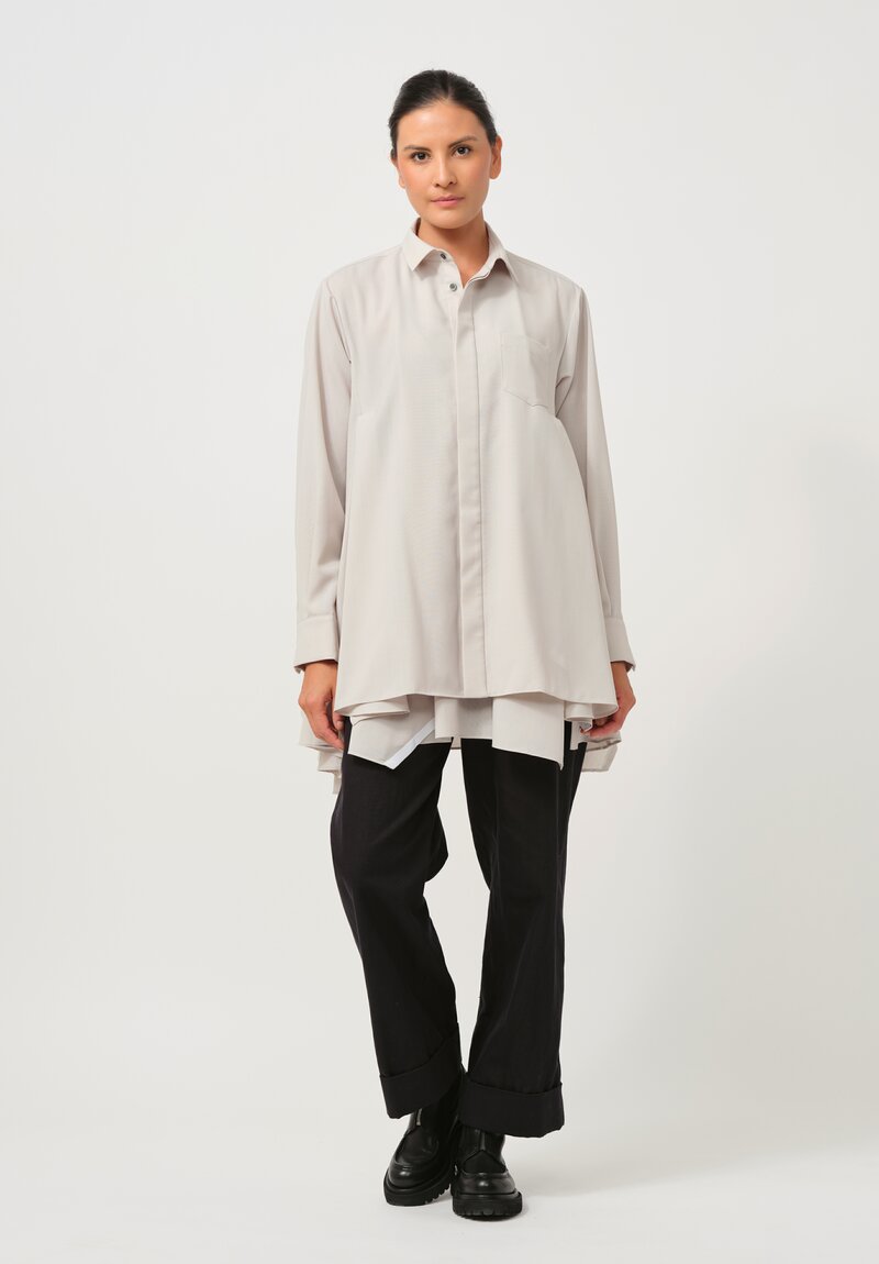 Sacai Long Swing Shirt in Natural	