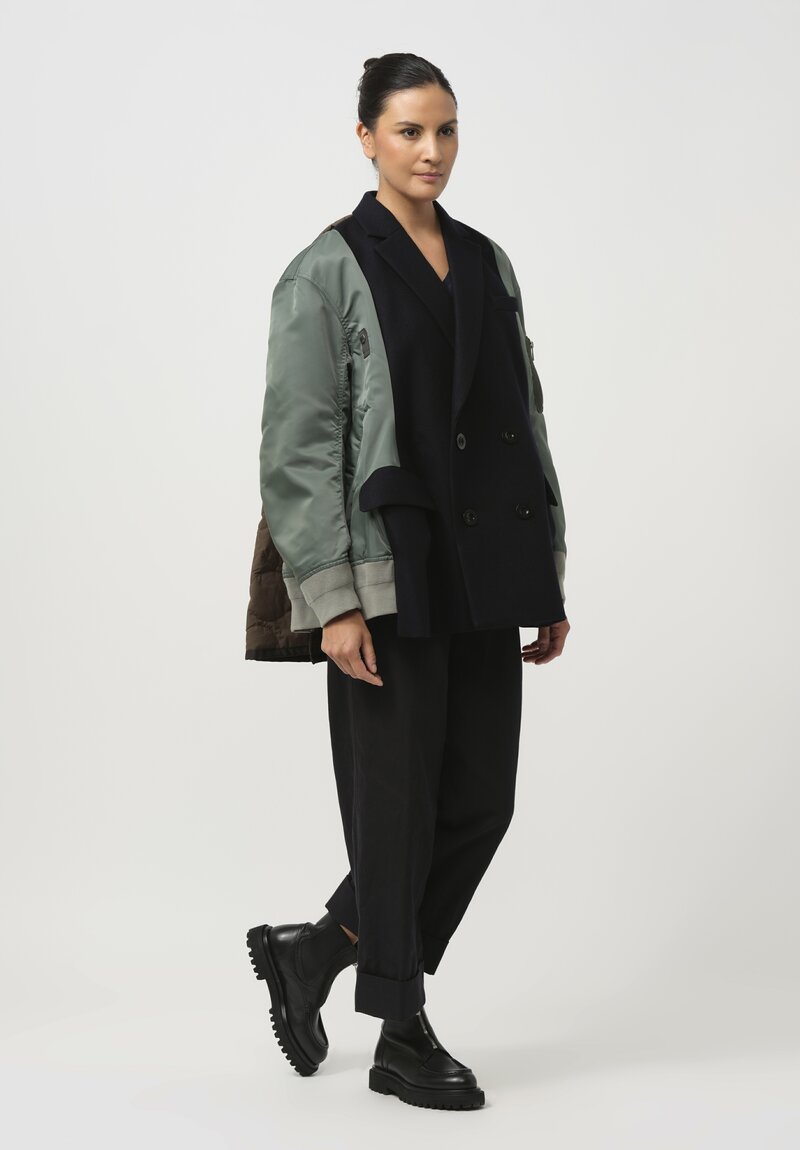 Sacai Melton x Nylon Quilted Coat	