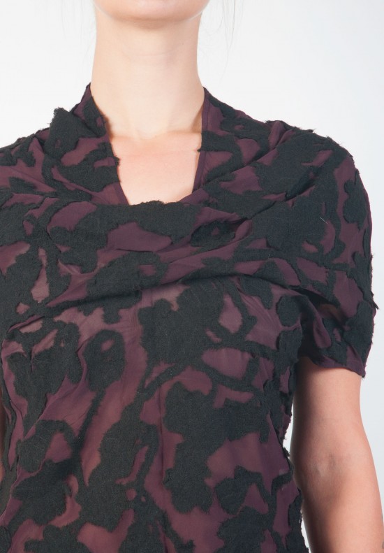 Peachoo + Krejberg Sheer Floral Aplique Blouse