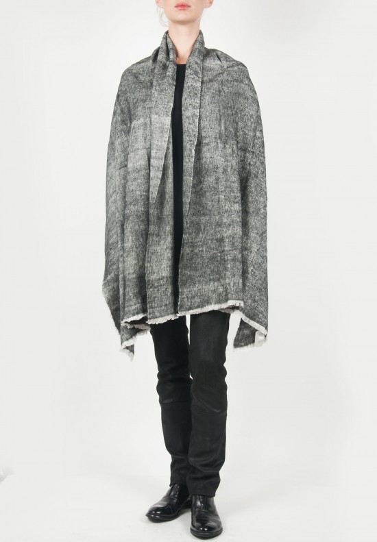 Denis Colomb Handwoven Cashmere Shawl in Black/White | Santa Fe Dry Goods .  Workshop . Wild Life