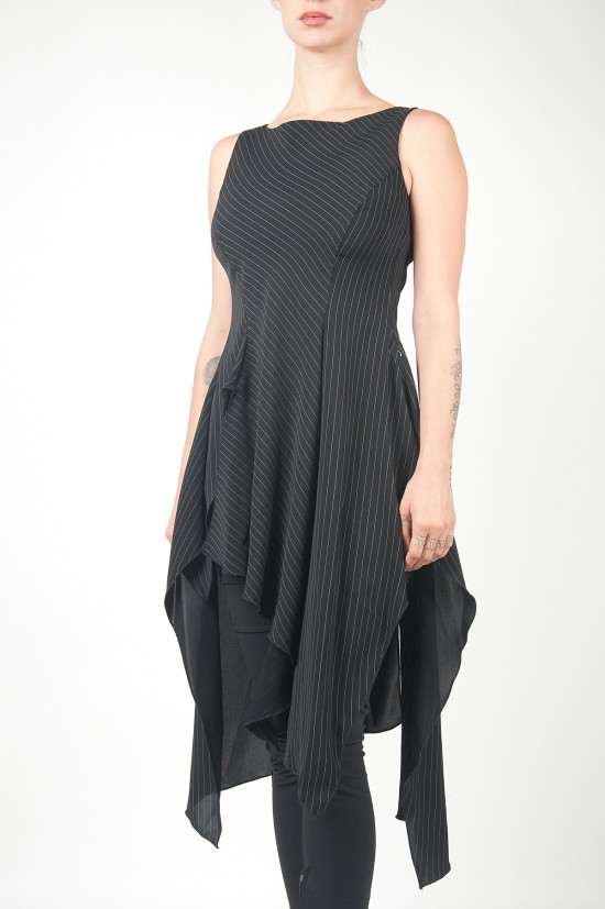 ELM Matthildur Sleeveless Crepe Pinstripe Tunic in Black | Santa Fe Dry ...