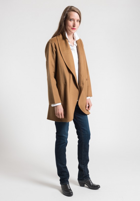 Pauw Cashmere Shawl Coat in Camel	